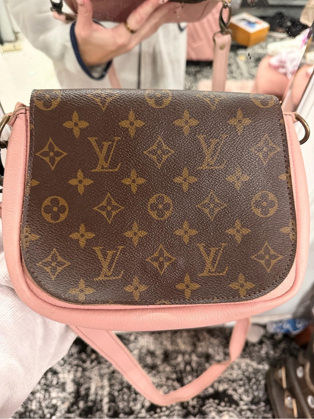 Vintage boho bag Oddesy Louis Vuitton Monogram Crossbody with Pink Trim